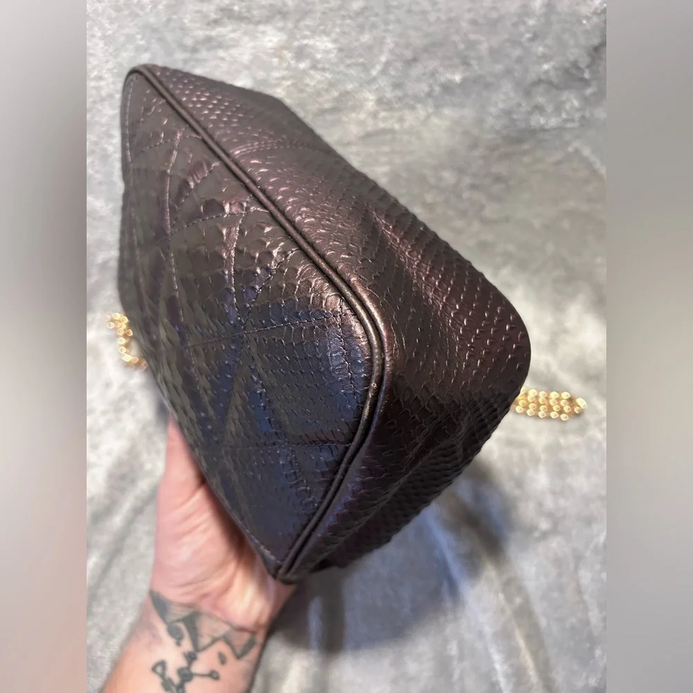 Coach Cassidy Oxblood Snake Embossed Diamond Quilted Leather Crossbody - Picture 13 of 16